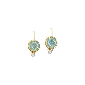 Vintage 18k Gold and Green Intaglio Earrings